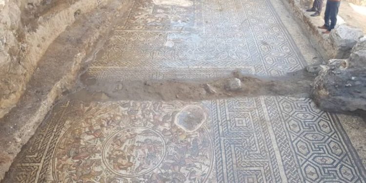 الكشف عن لوحة فسيفساء نادرة في وسط سوريا عمرها 1600 عام